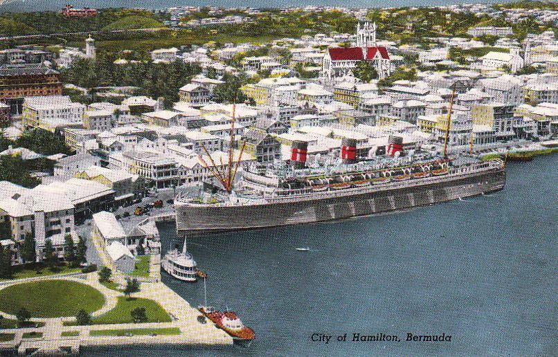 Postcard City of Hamilton Bermuda 1956 + Stamp