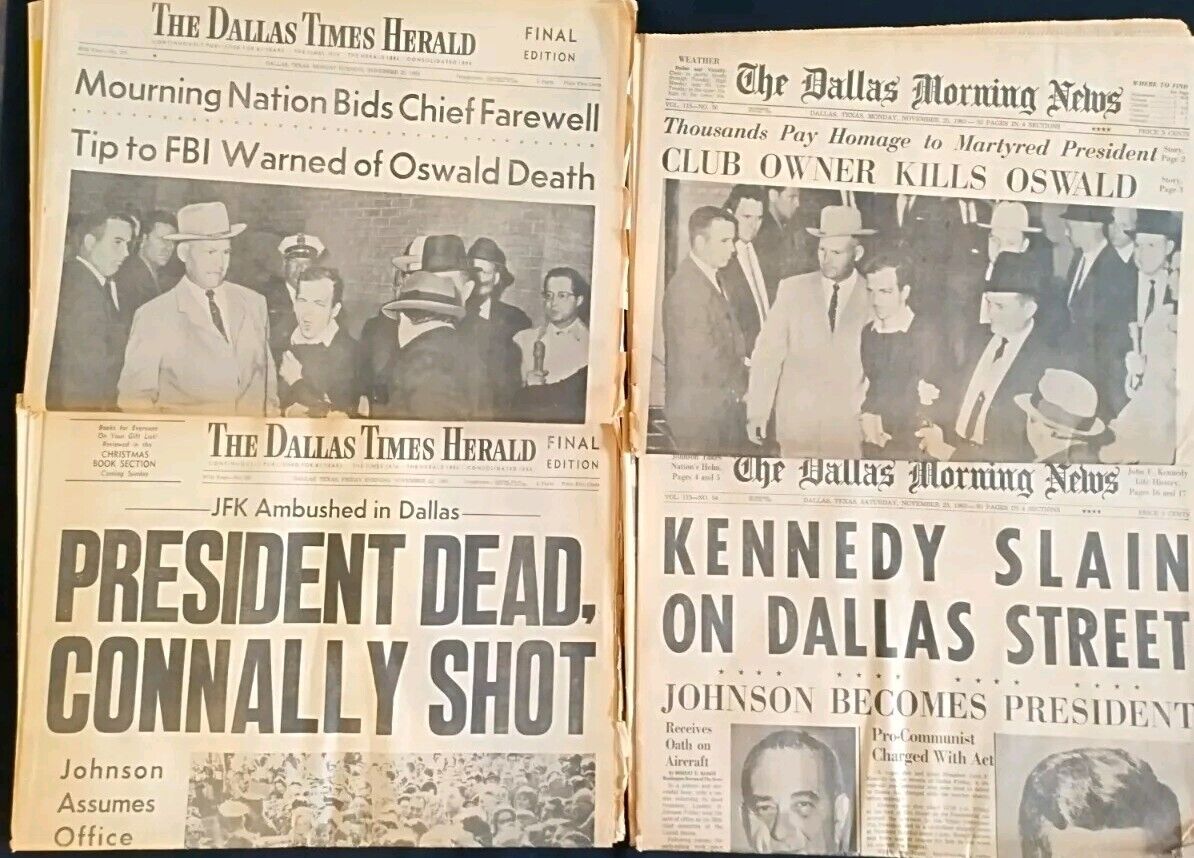 Rare LOT of ORIGINAL Dallas Morning News Dallas Times Herald JFK assassination 