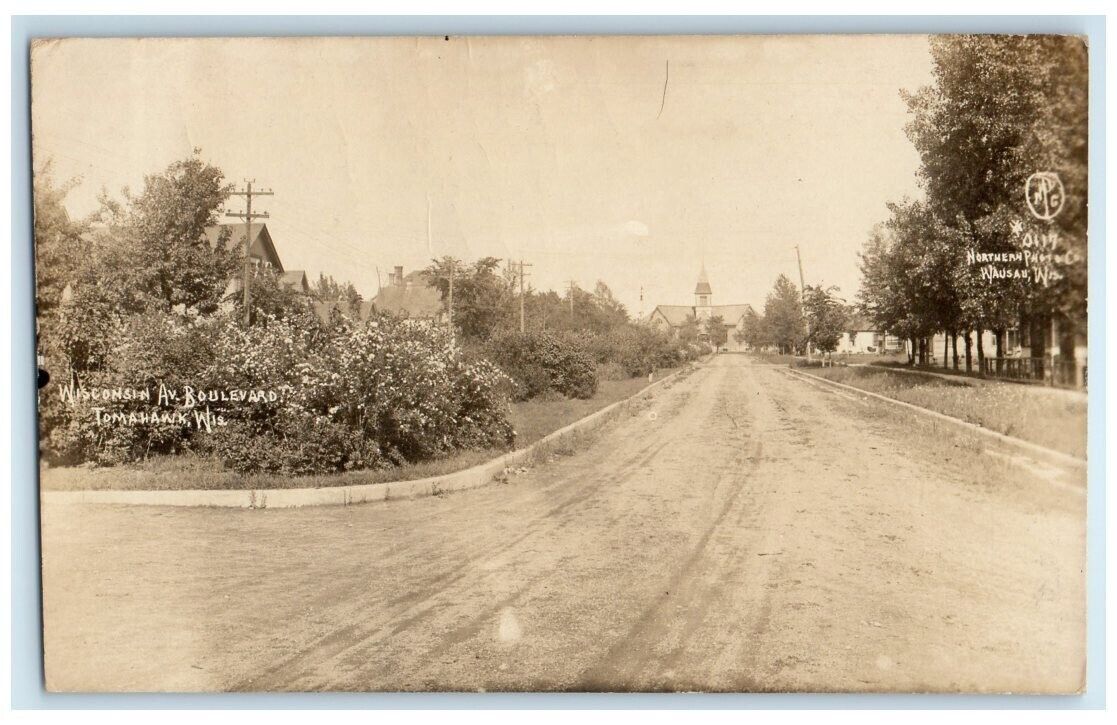 1923 Wisconsin Avenue Boulevard Northern Photo Co. Tomahawk WI RPPC Postcard