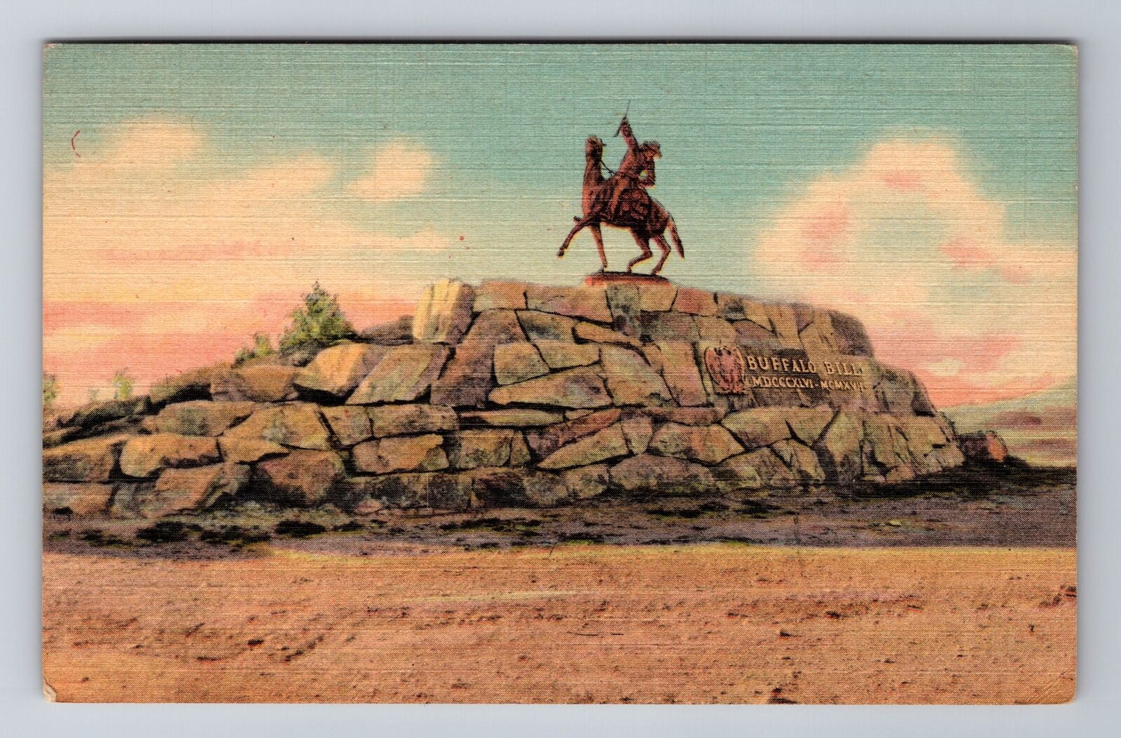 Cody WY-Wyoming, Buffalo Bill Monument, Antique, Vintage Souvenir Postcard