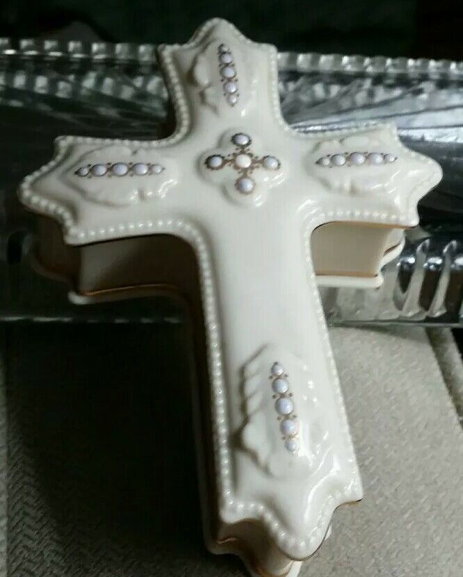 Lenox Porcelain Rosary Box Shaped Like A Cross