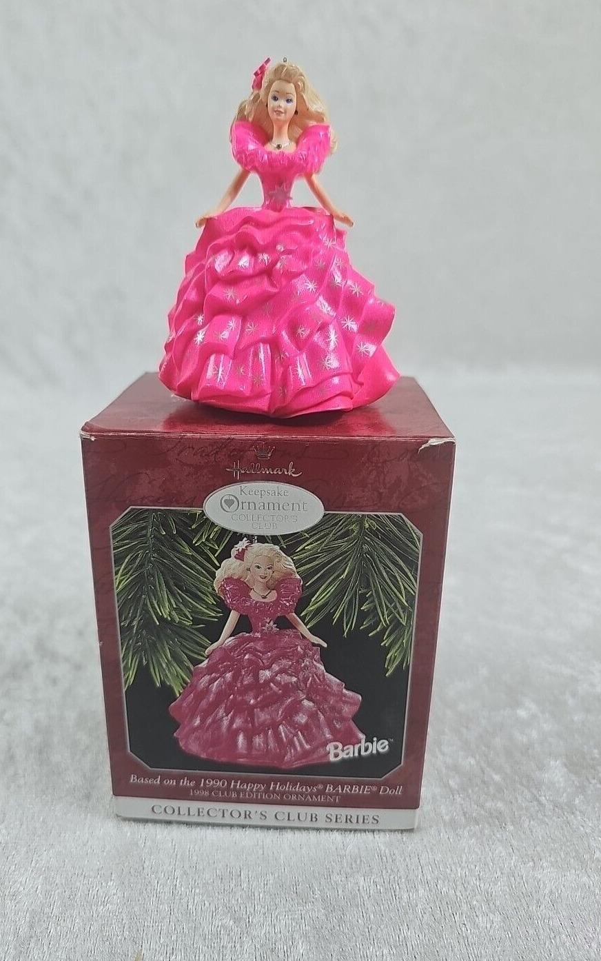 Hallmark 1998 Keepsake Ornament Club Based on 1990 Happy Holiday\'s Barbie Doll