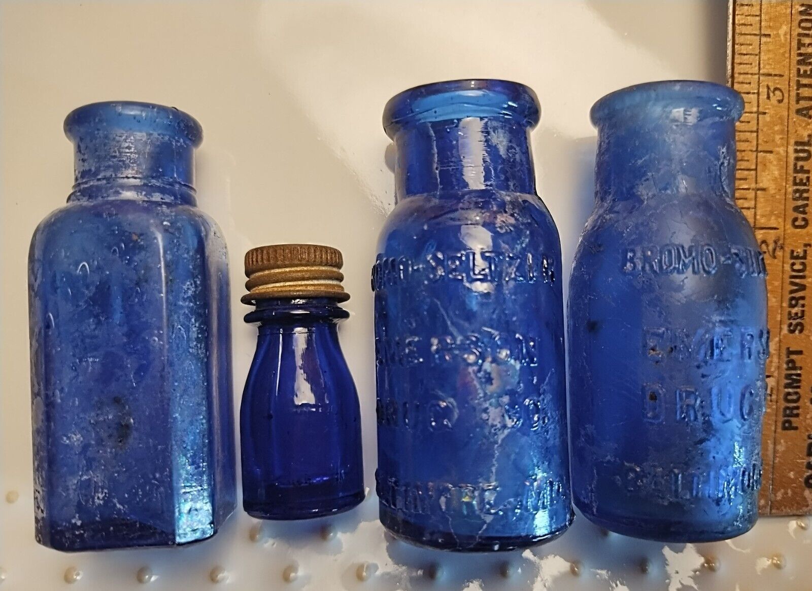 A Variety Lot of  Cobalt Blue Bromo Seltzer & other Bottles