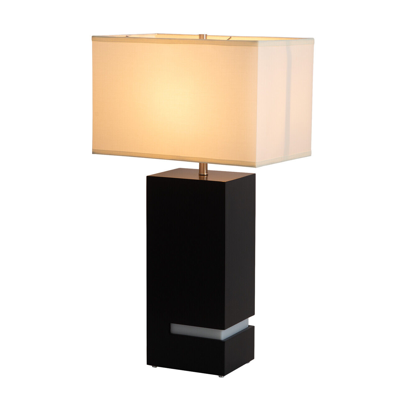 Zen Standing Table Lamp, Dark Brown, Satin Nickel, Night Light
