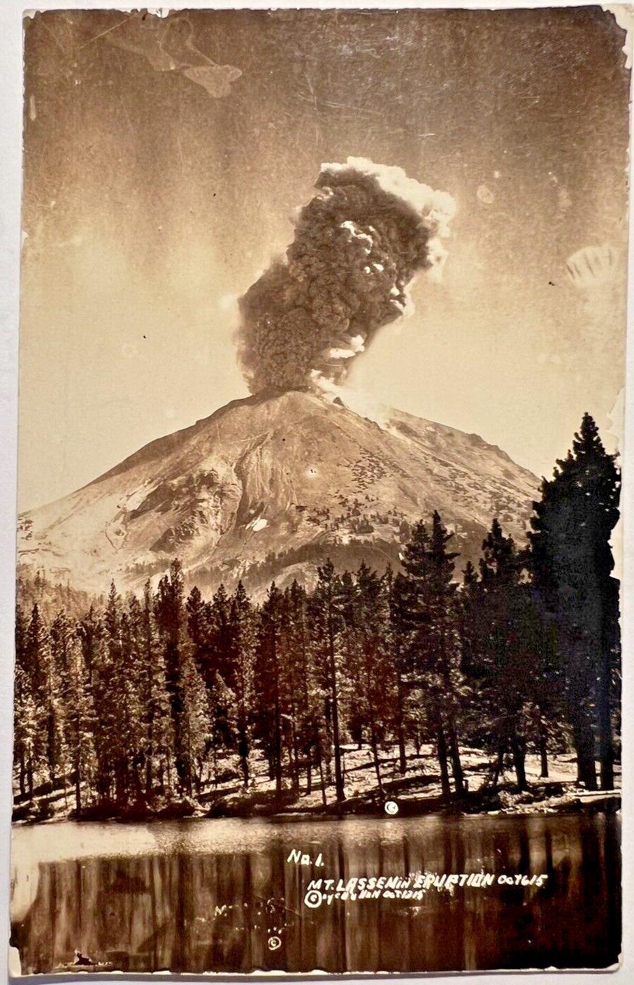 1915 RPPC MT LASSEN VOLCANO ERUPTION CALIFORNIA Postcard Disaster C9