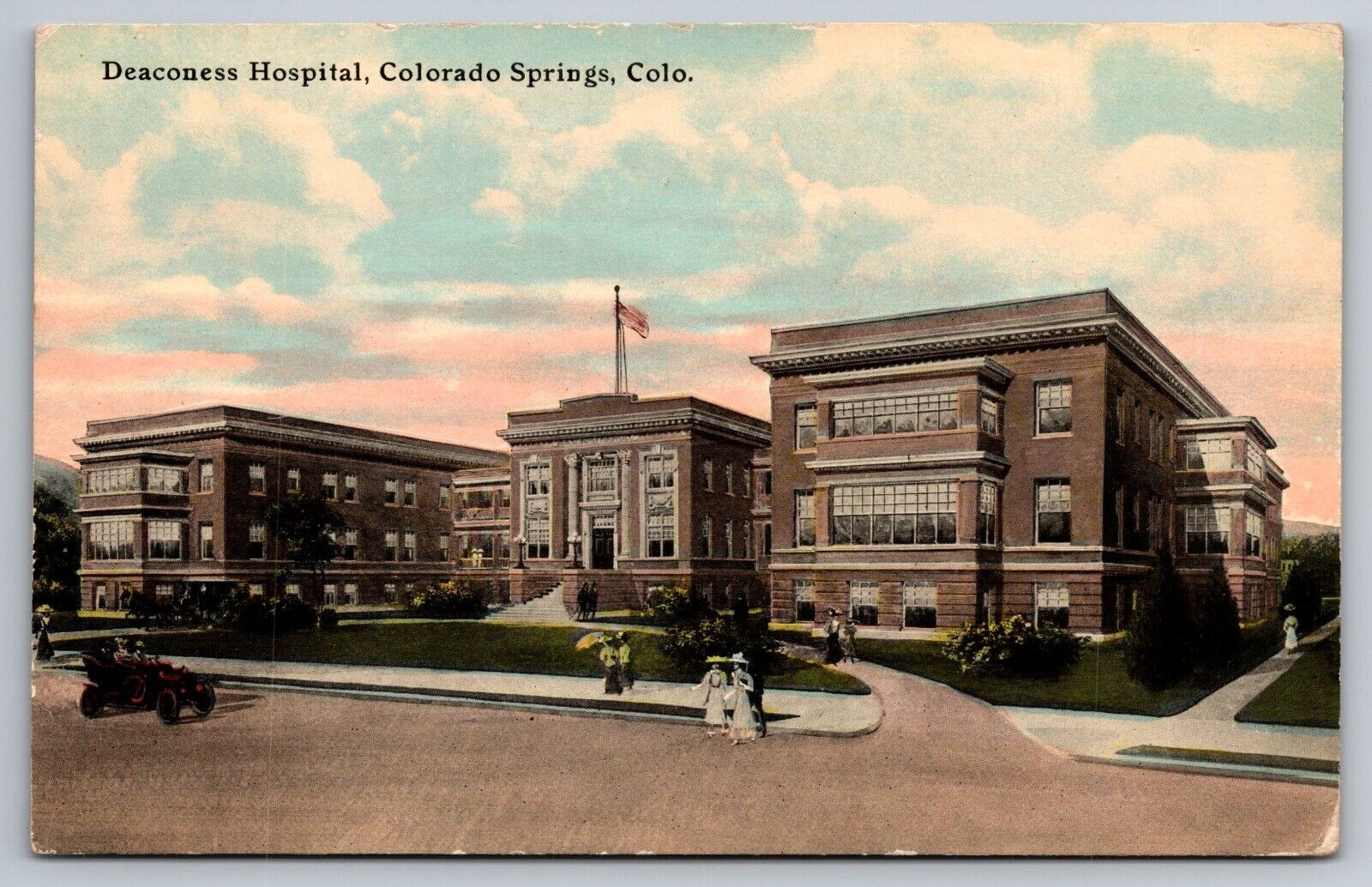 1911 Deaconess Hospital. Colorado Springs, Colorado Vintage Postcard