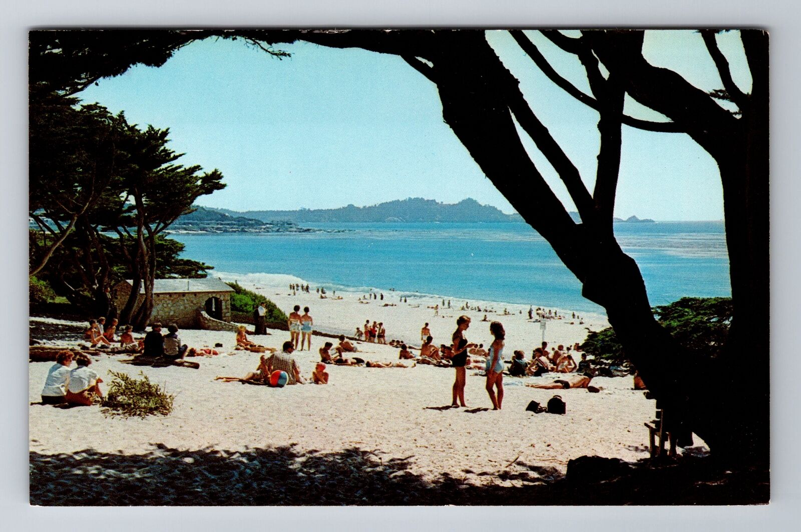 Carmel CA-California, Carmel Beach, Sun Bathers, Antique Vintage Postcard