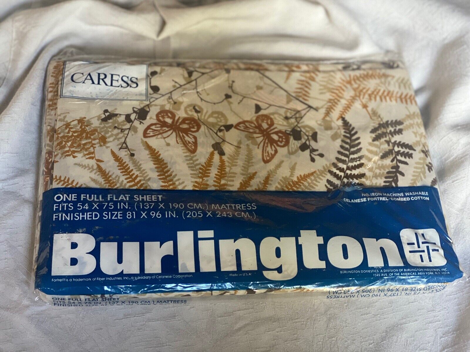 Vintage New Burlington Caress “Shadow Fern” Leaf Pattern FLAT SHEET FULL
