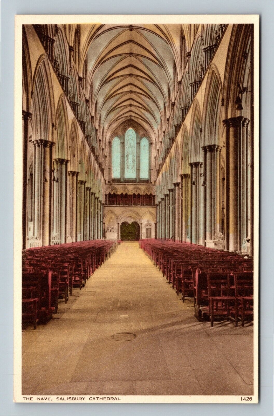 London, The Nave, Salisbury Cathedral, England Vintage Postcard