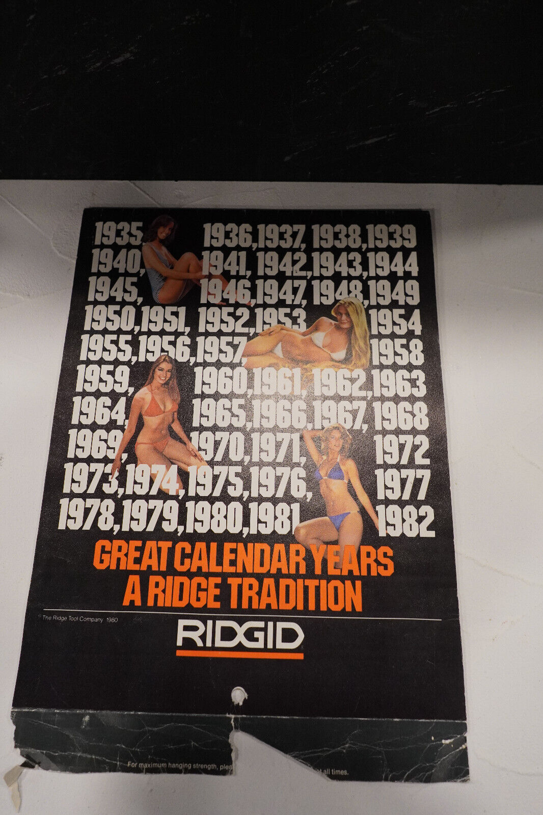 RIDGID 1981-1982 Calendar - THE RIDGE TOOL CO. -  MAN CAVE