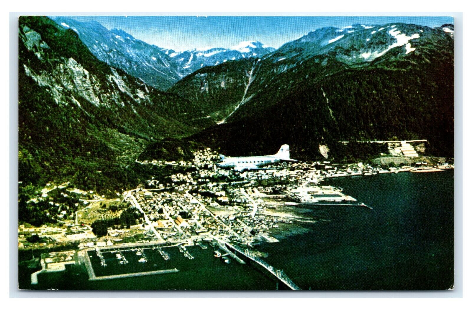 Postcard Clipper over Juneau, Alaska AK airplane AJ21