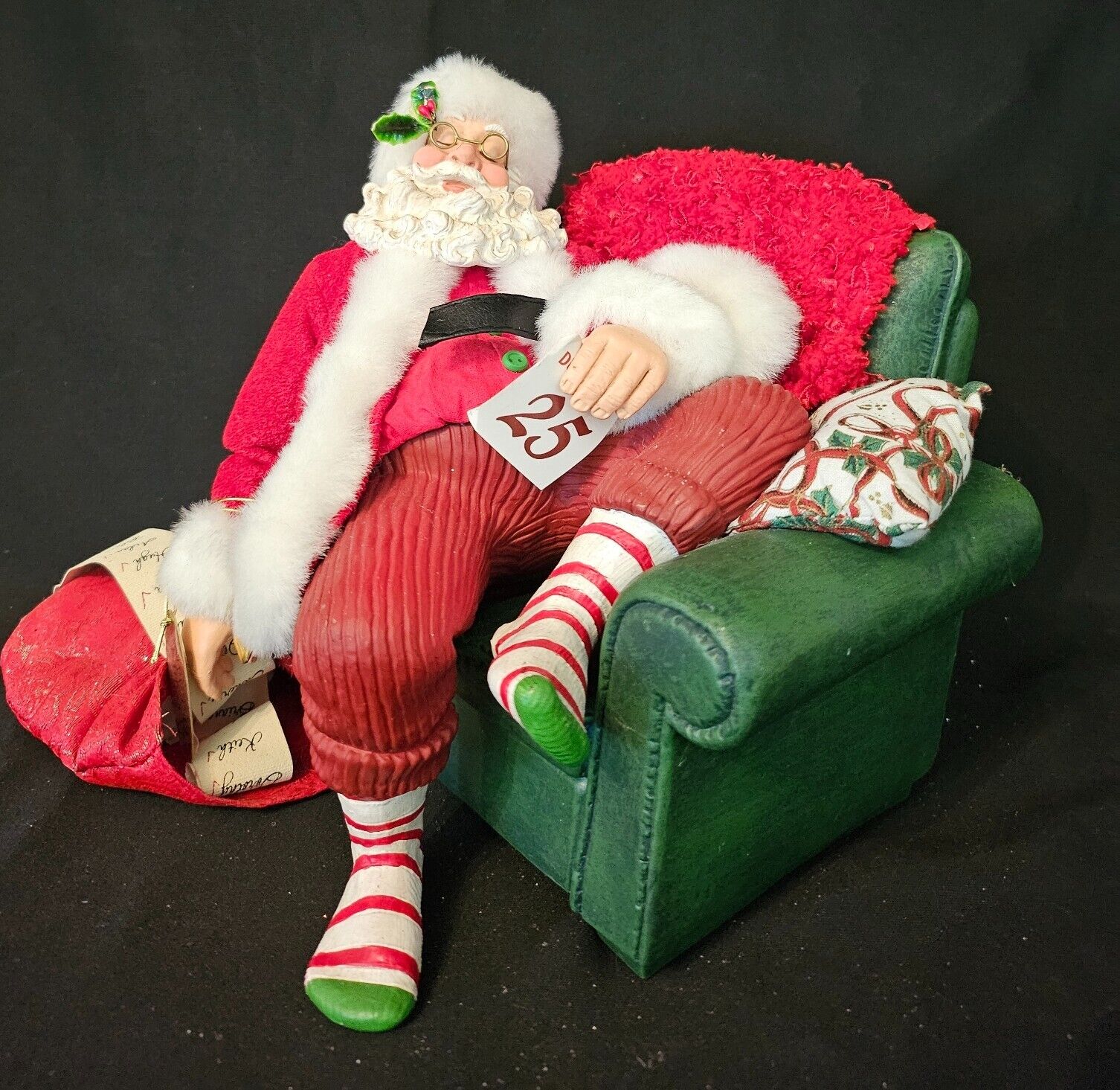 Clothtique Possible Dreams Department 56 December 25th Santa Sleeping on Couch