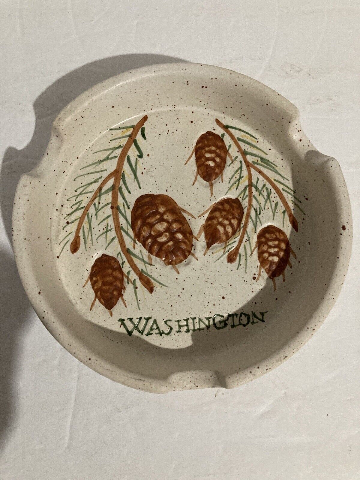 Vintage Washington Pine Cone Ceramic Ashtray 5”