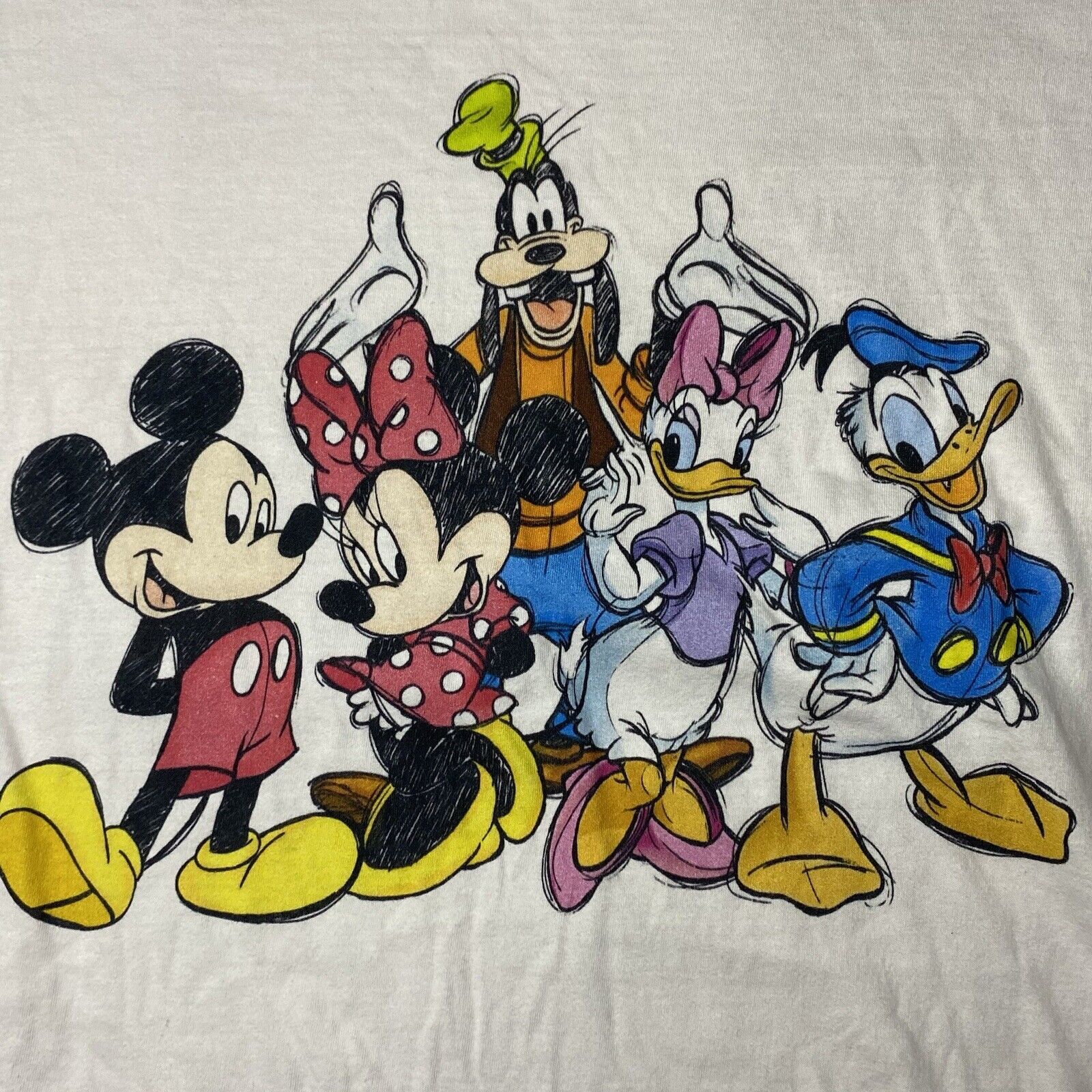 Vintage Y2K 00s Disney T Shirt Mickey Minnie Goofy Donald Daisy Large L