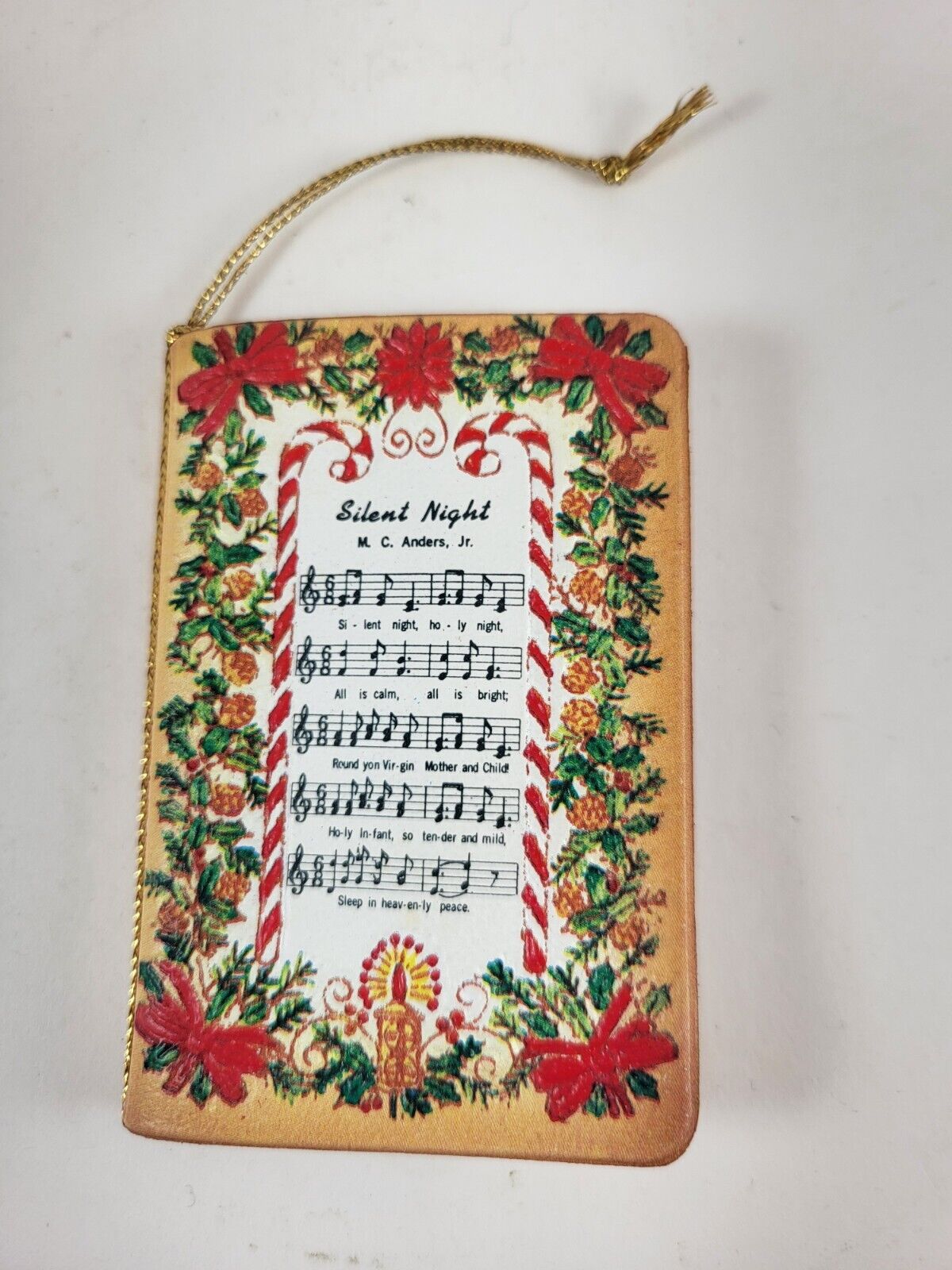 Vintage Silent Night Music Notes Booklet Christmas Ornament G.F. Handel Rare