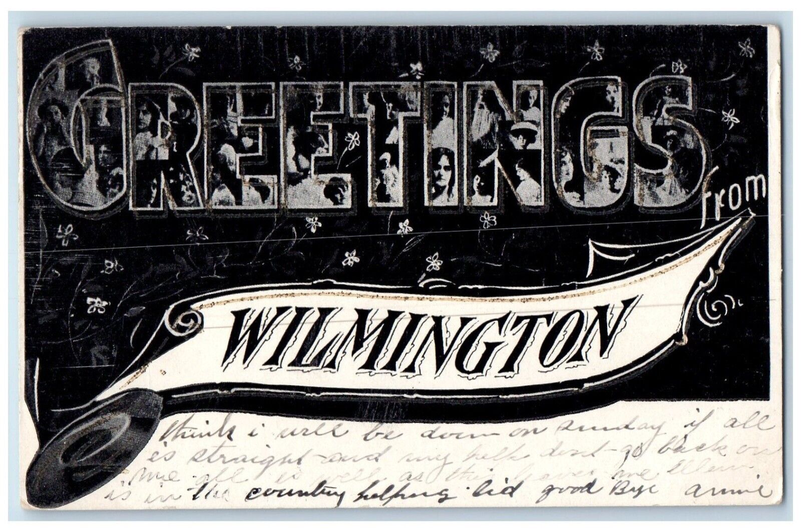 1906 Greetings From Wilmington Delaware Large Letters Multiview Vintage Postcard