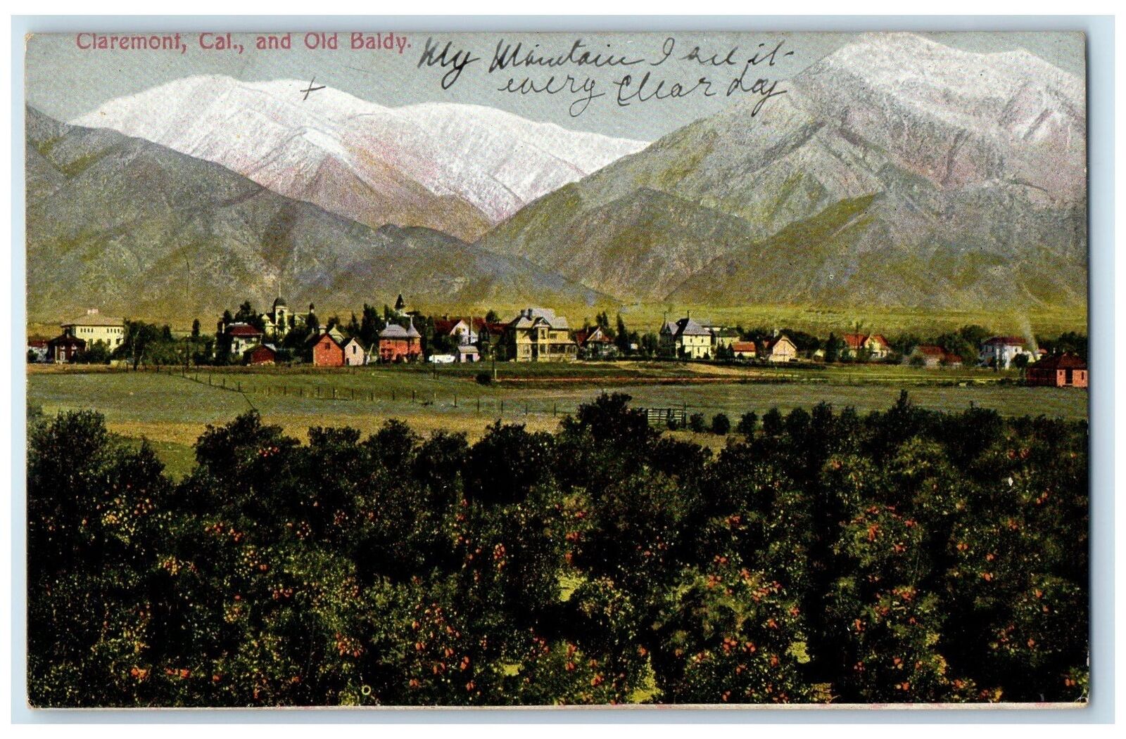 c1910s Old Baldy Mountains Residences Claremont California CA Unposted Postcard