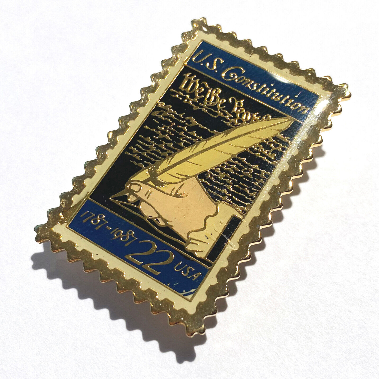 USPS Vintage 80s Signing of the Constitution 22c Stamp Collectible Enamel Pin
