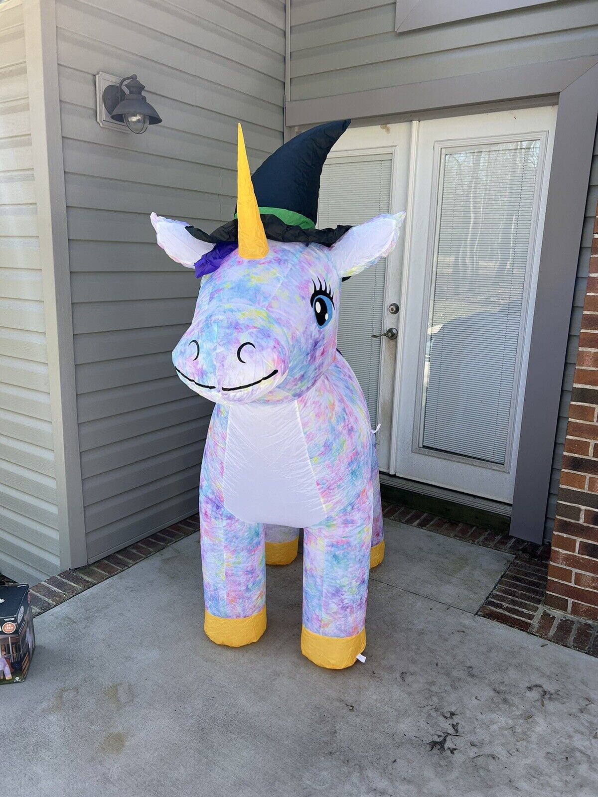 Gemmy Airblown Inflatable 6ft Halloween Unicorn Light Up in Witch Hat