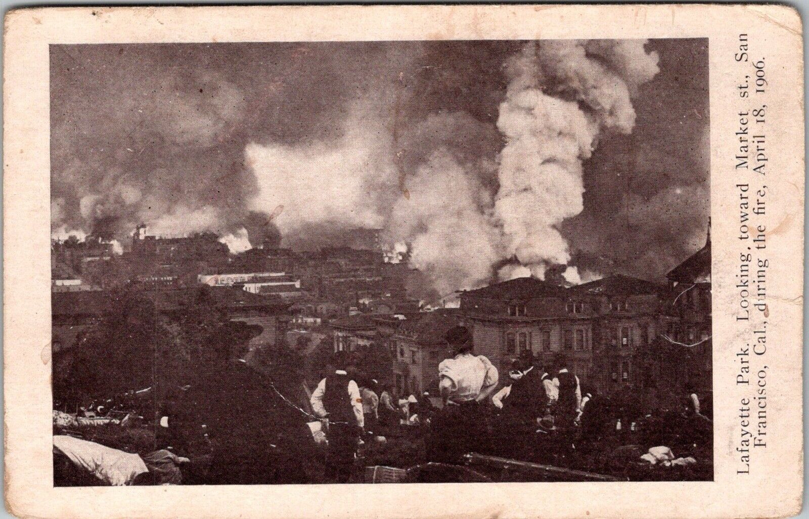 Lafayette Park, Market St. SAN FRANCISCO 1906 Earthquake/Fire Postcard JA33