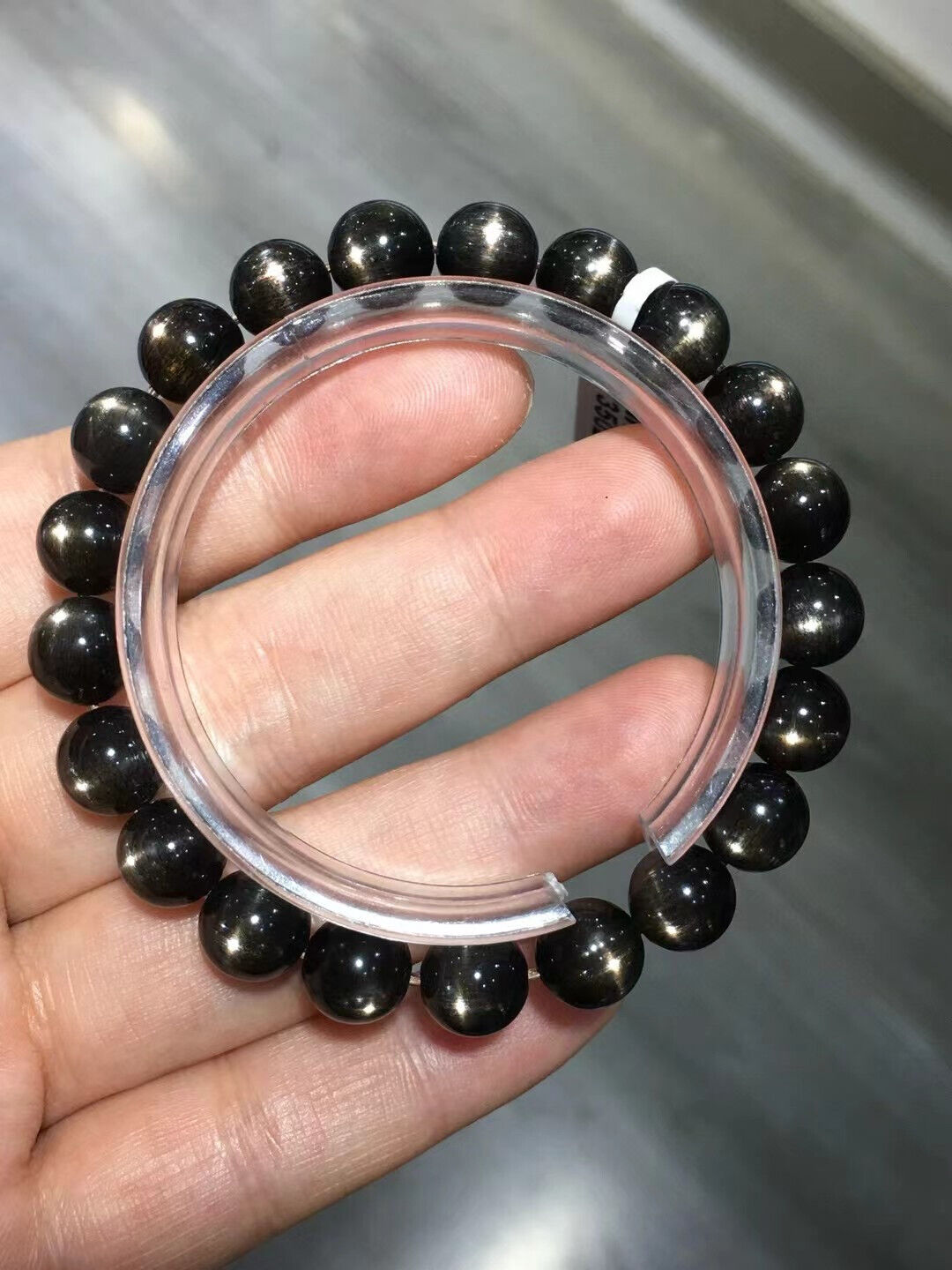 9mm Natural Black Moonstone Sunstone Strong Light Crystal Beads Bracelet AAAA