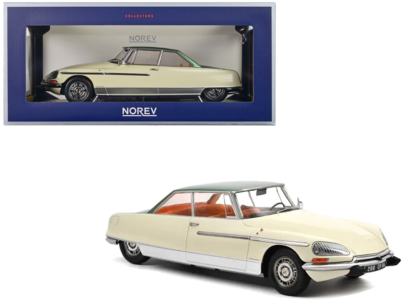 1968 Citroen DS 21 Le Leman Ivory and Green Metallic with Orange Interior 1/18