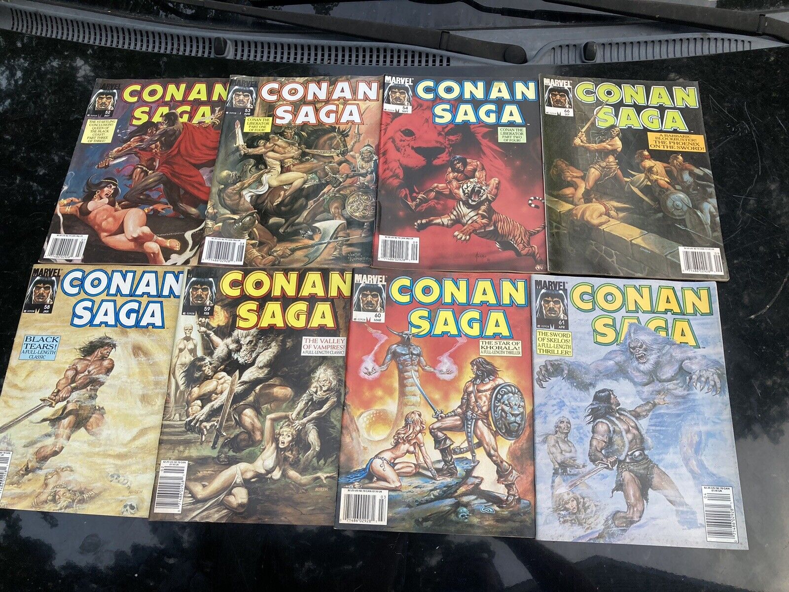 LOT OF 8 CONAN SAGA #52, 53, 54, 58, 59, 60, 61, 66 Marvel COMICS