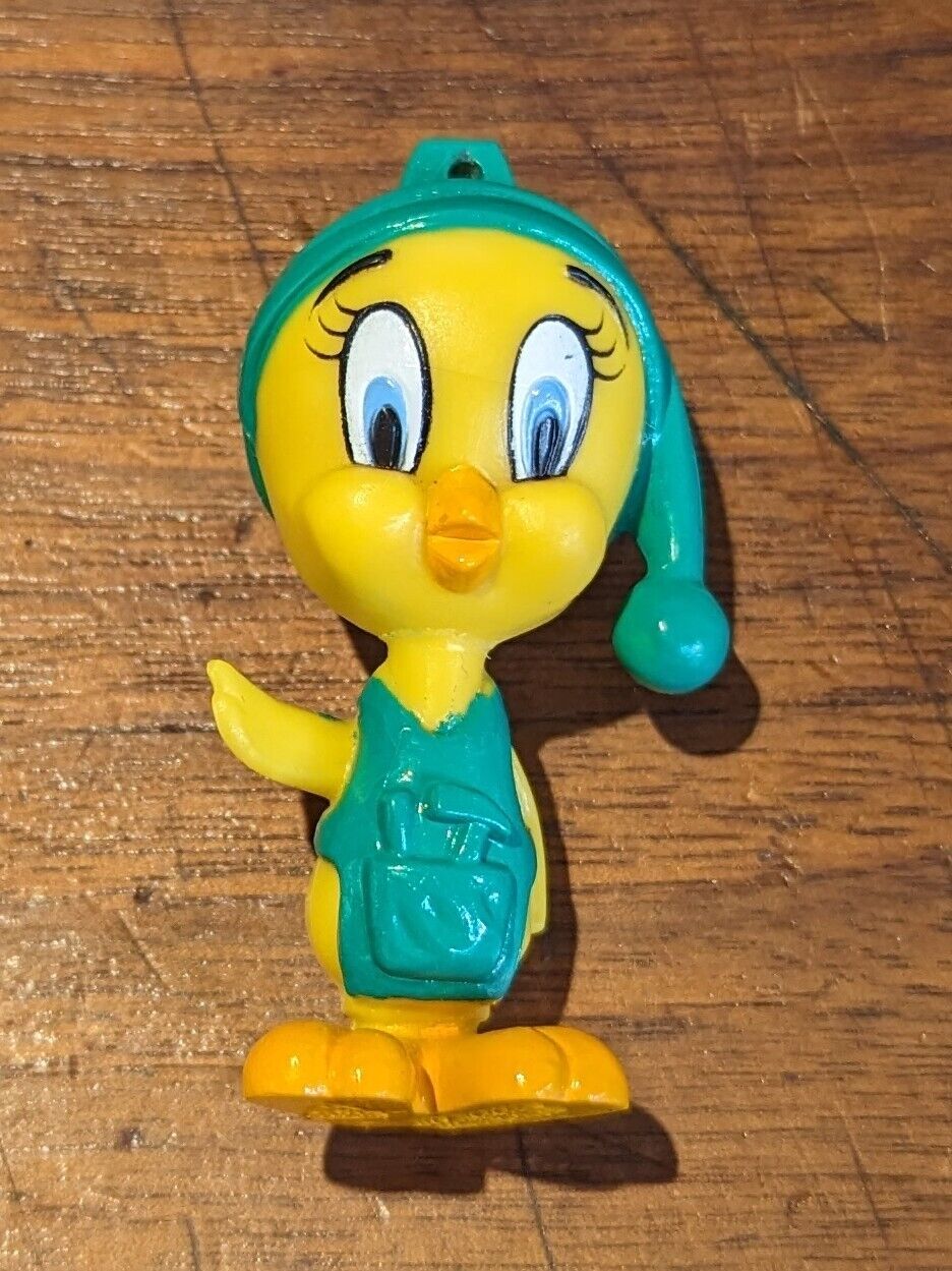 Vintage 1989 Arby's Small PVC Tweety Bird Collectible Ornament - Christmas Elf