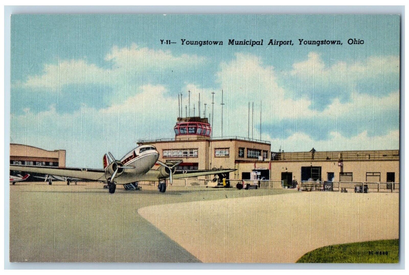 Youngstown Wyoming WY Postcard Municipal Airport Terminal Station Depot Airplane