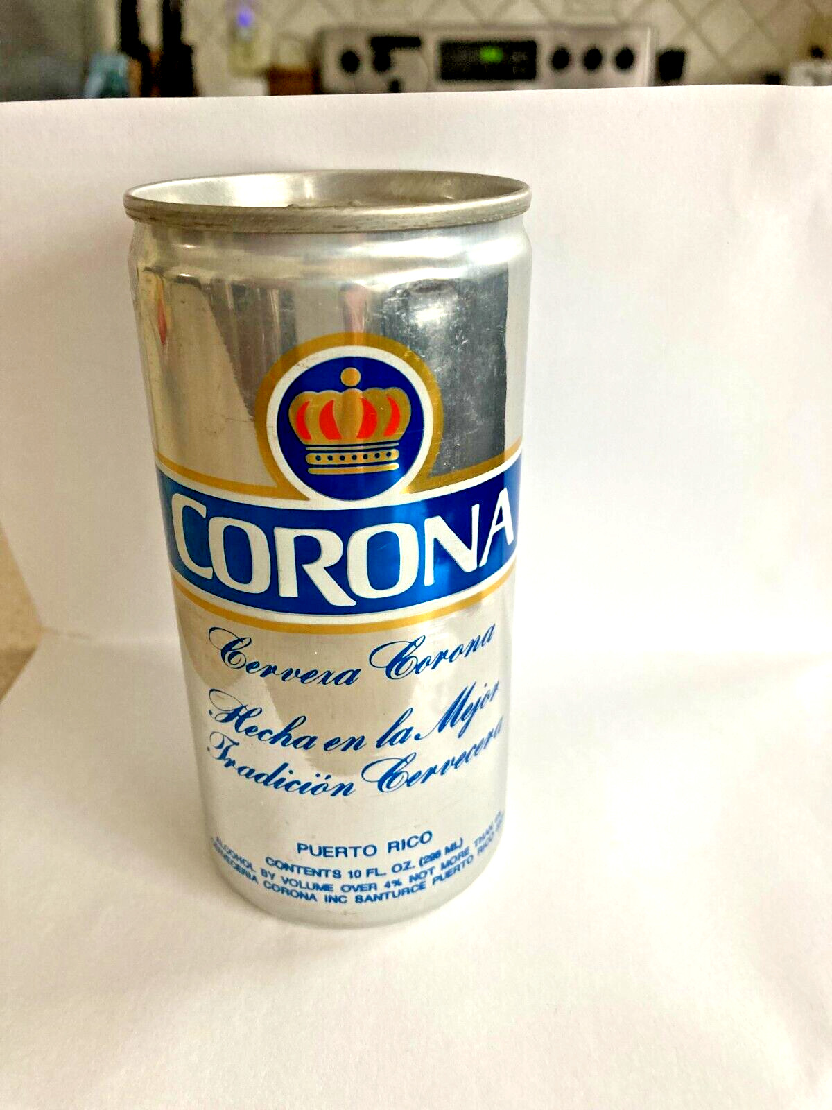 CORONA Silver Beer Can from PUERTO RICO 10 oz
