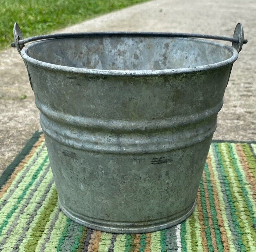Galvanized Metal Bucket, PAIL, FARMHOUSE, SEED, Planter 5”X 7”