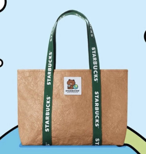 Starbucks 2022 Line Friends Brown Earth Day Tote Reusable Shopping Bag 