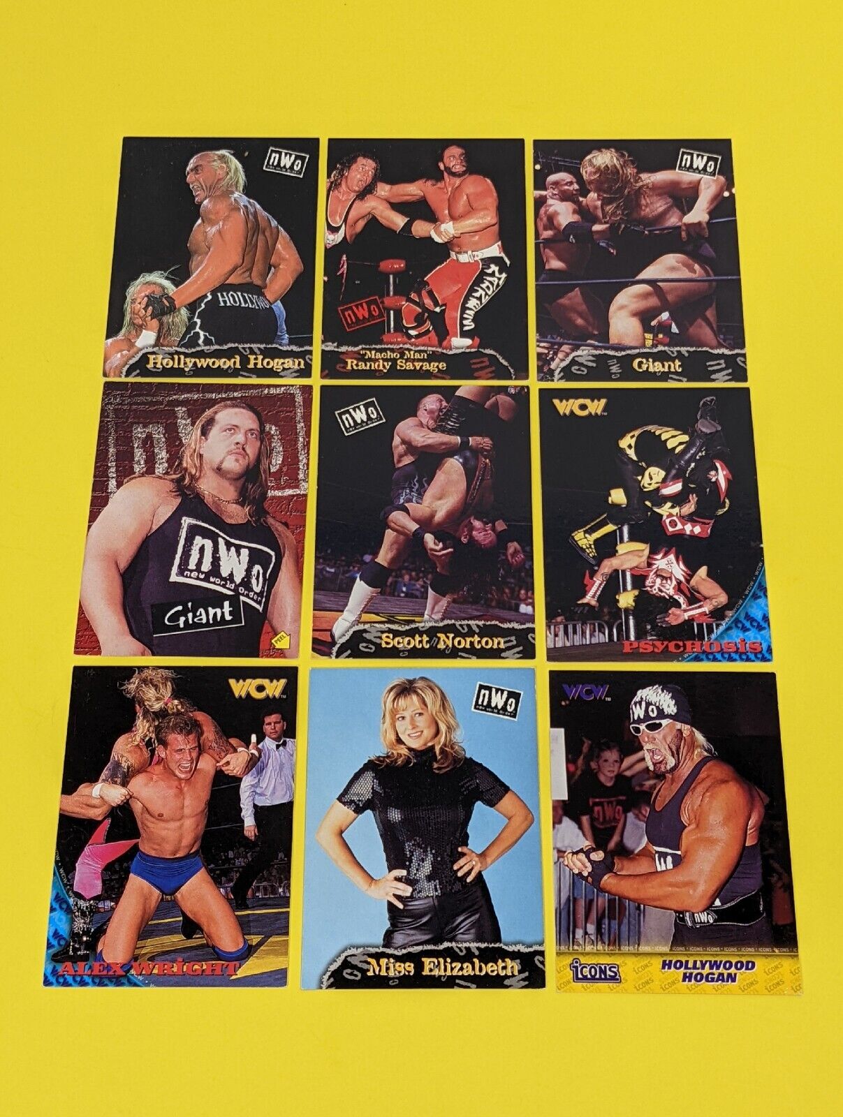 WCW NWO Trading Cards Topps Series One 1998 Lot of 9 Mixed Hogan Giant Elizabeth