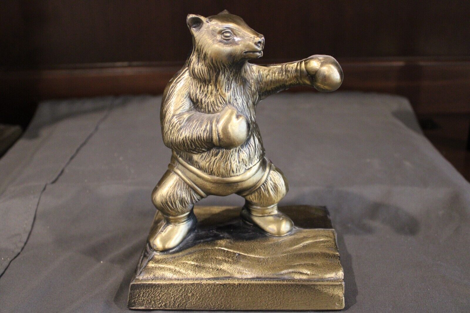 bronze vintage USA made stock market Bull & Bear book ends rare sculpture