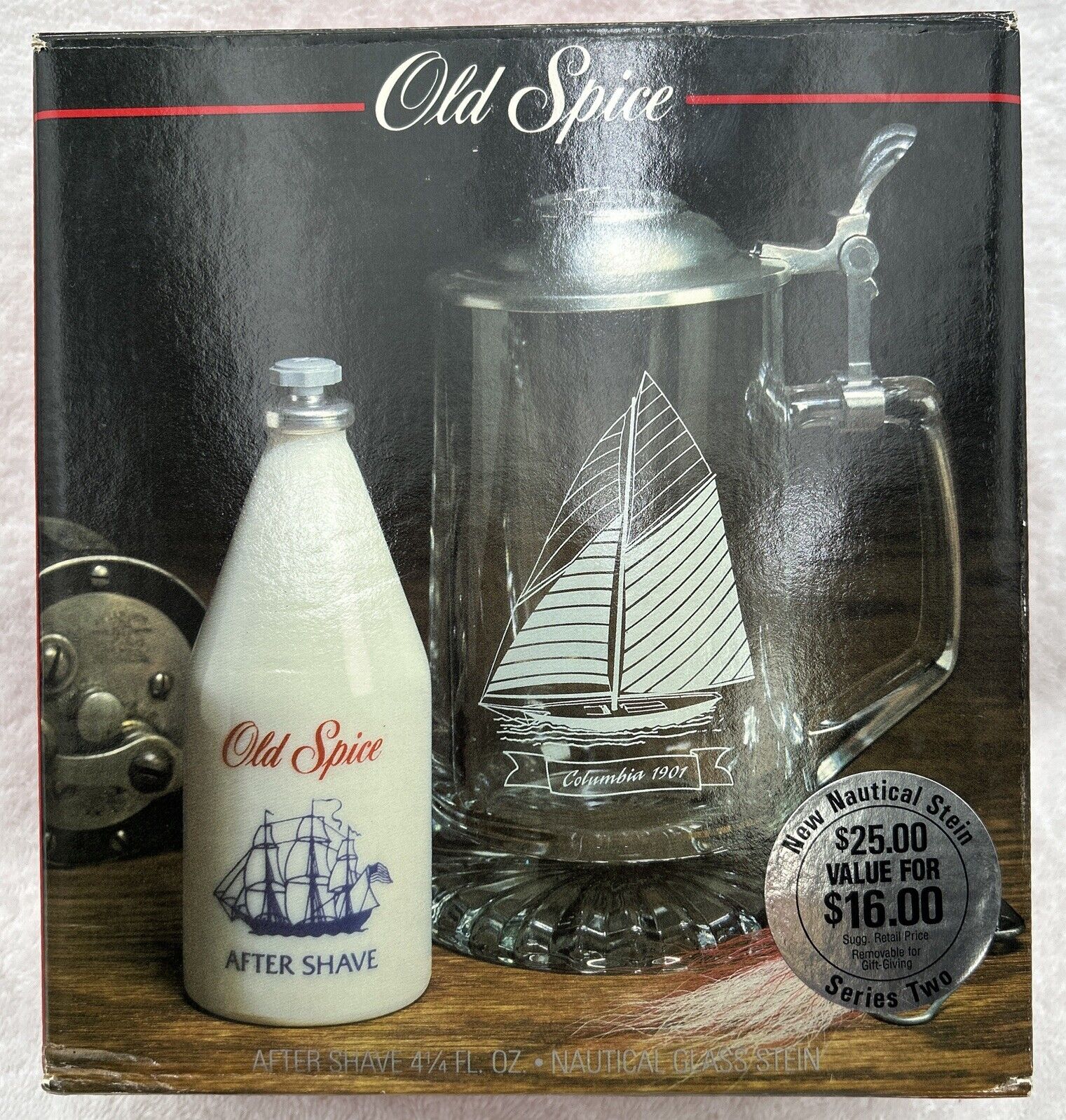 Vintage 1989 OLD SPICE Gift Set Stein Collection America's Cup Sloop After Shave