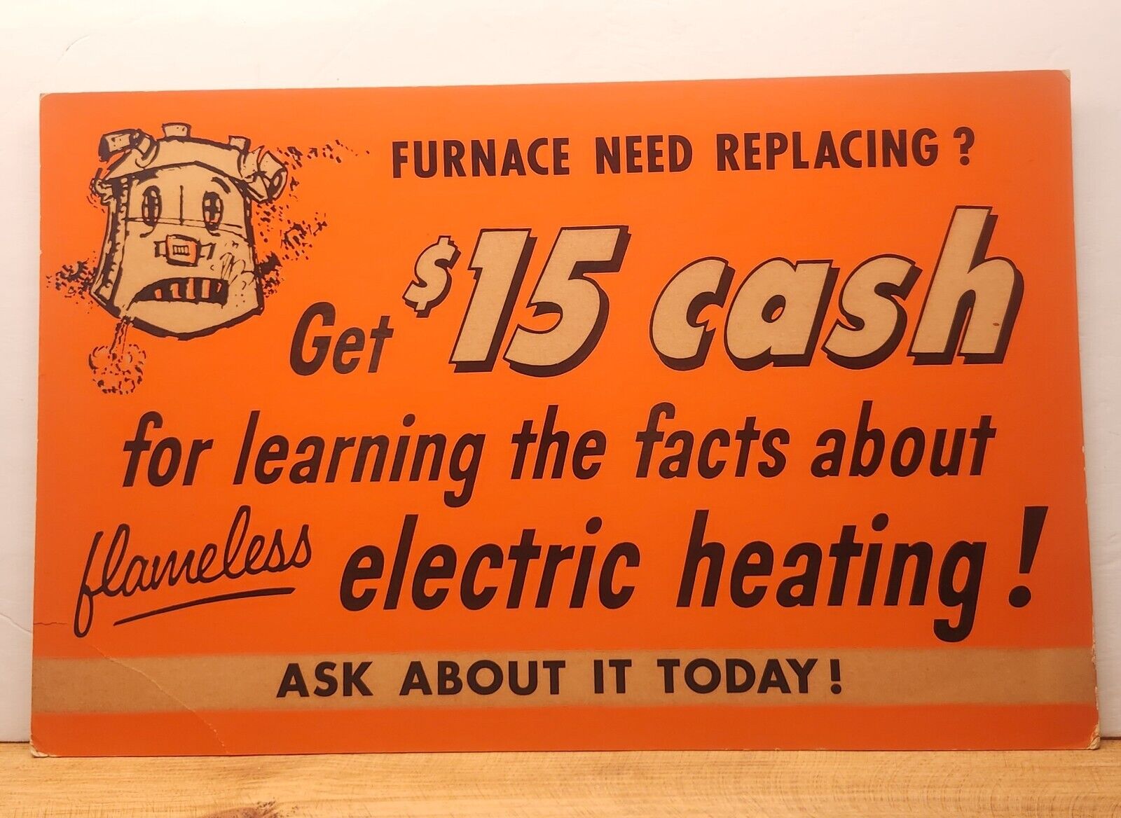 Vintage ELECTRIC HEATING Cardboard STORE Advertising ORIGINAL Promotional SIGN