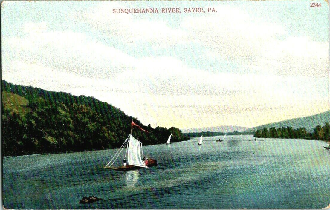 EARLY 1900'S. SUSQUEHANNA RIVER. SAYRE, PA. POSTCARD w16
