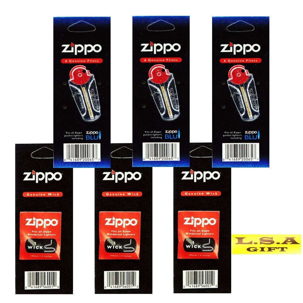 Zippo Lighter Flint&Wick of 6 Value Packs（18 flint+3 wick)