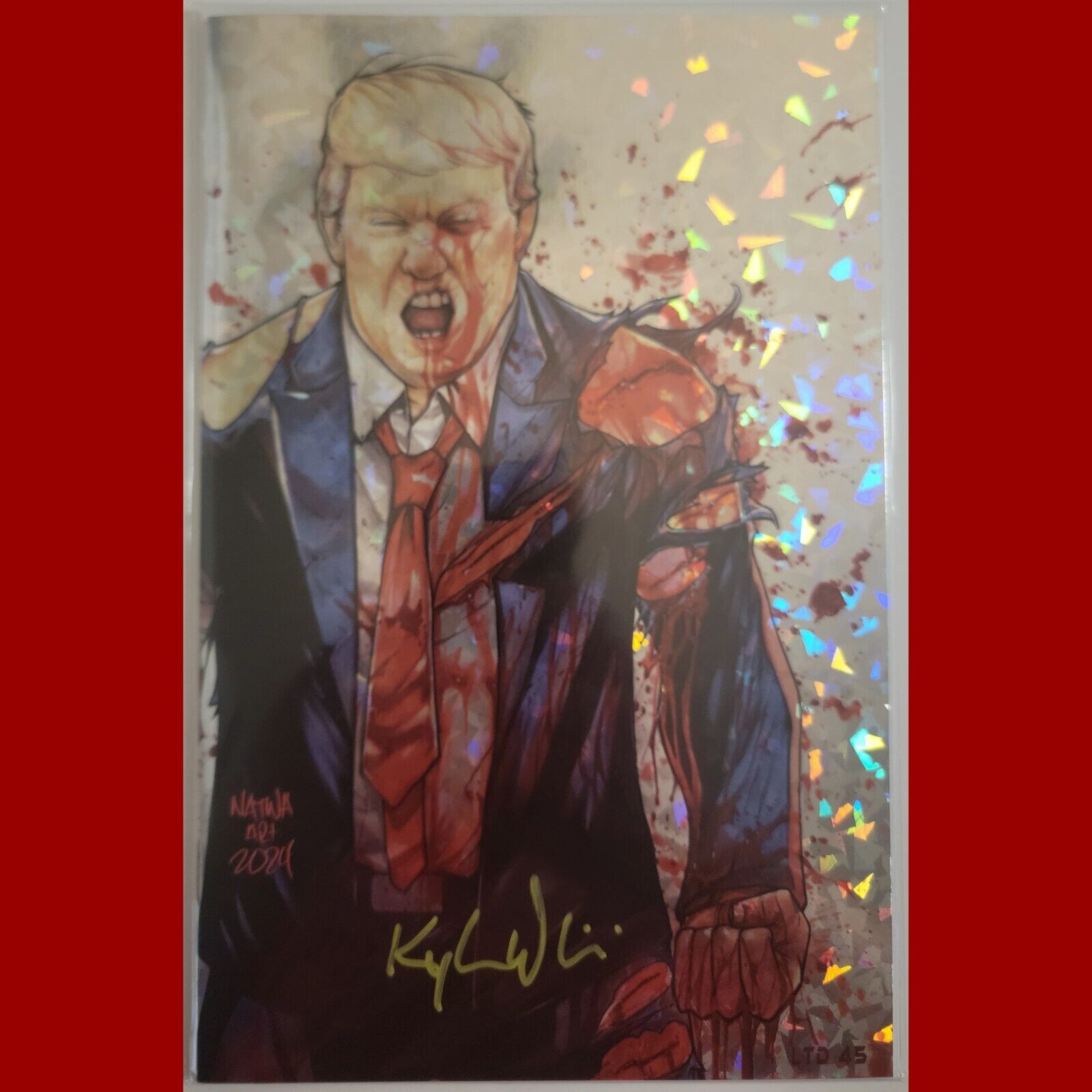 Battle Damage Trump - HeroesCon Exclusive - Fleck Foil - Signed By Kyle Willis