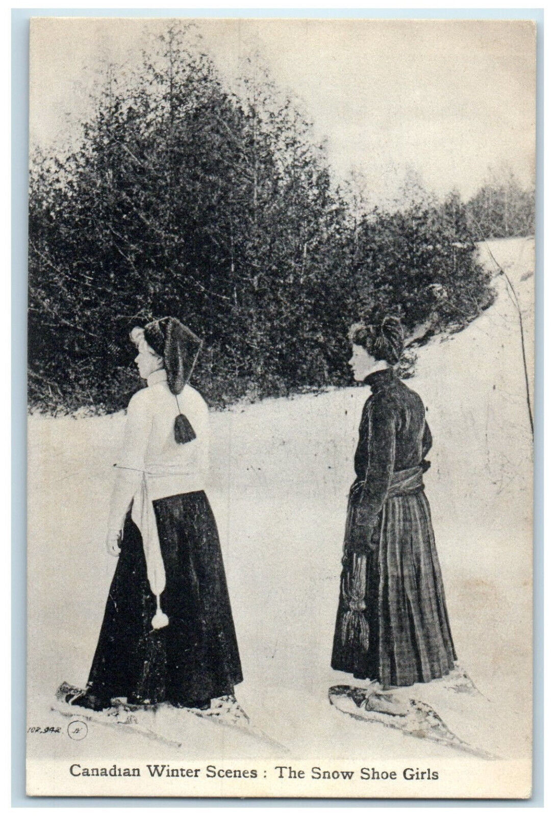 c1910 Canadian Winter Scenes The Snow Shoe Girls Canada Antique Postcard