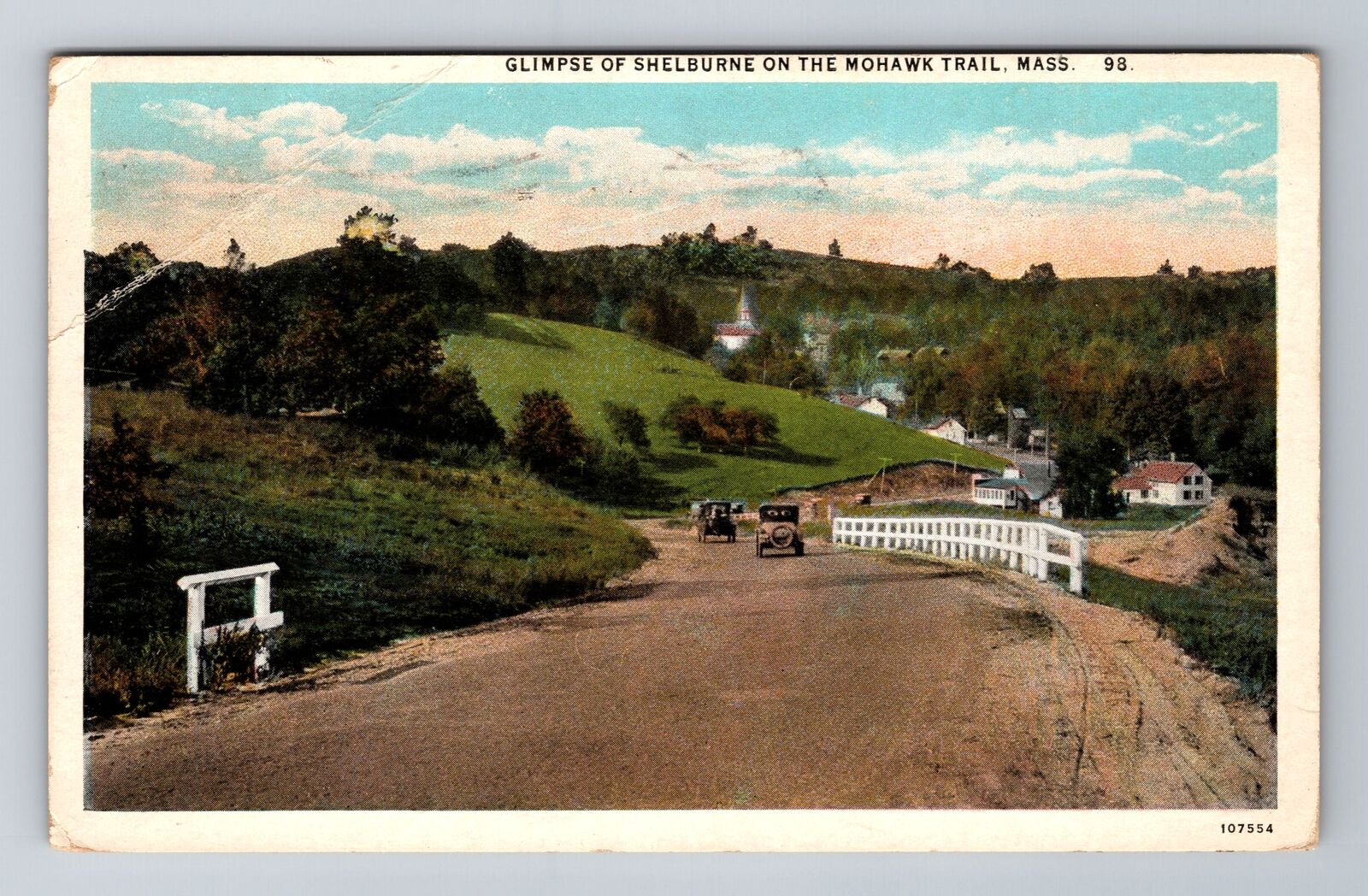 Shelburne MA-Massachusetts, Scenic Village, Mohawk Trail, Vintage c1931 Postcard