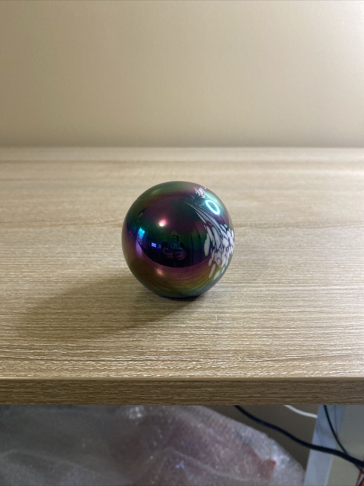 Vintage Iridescent Pulled Orb Art Glass Paperweight