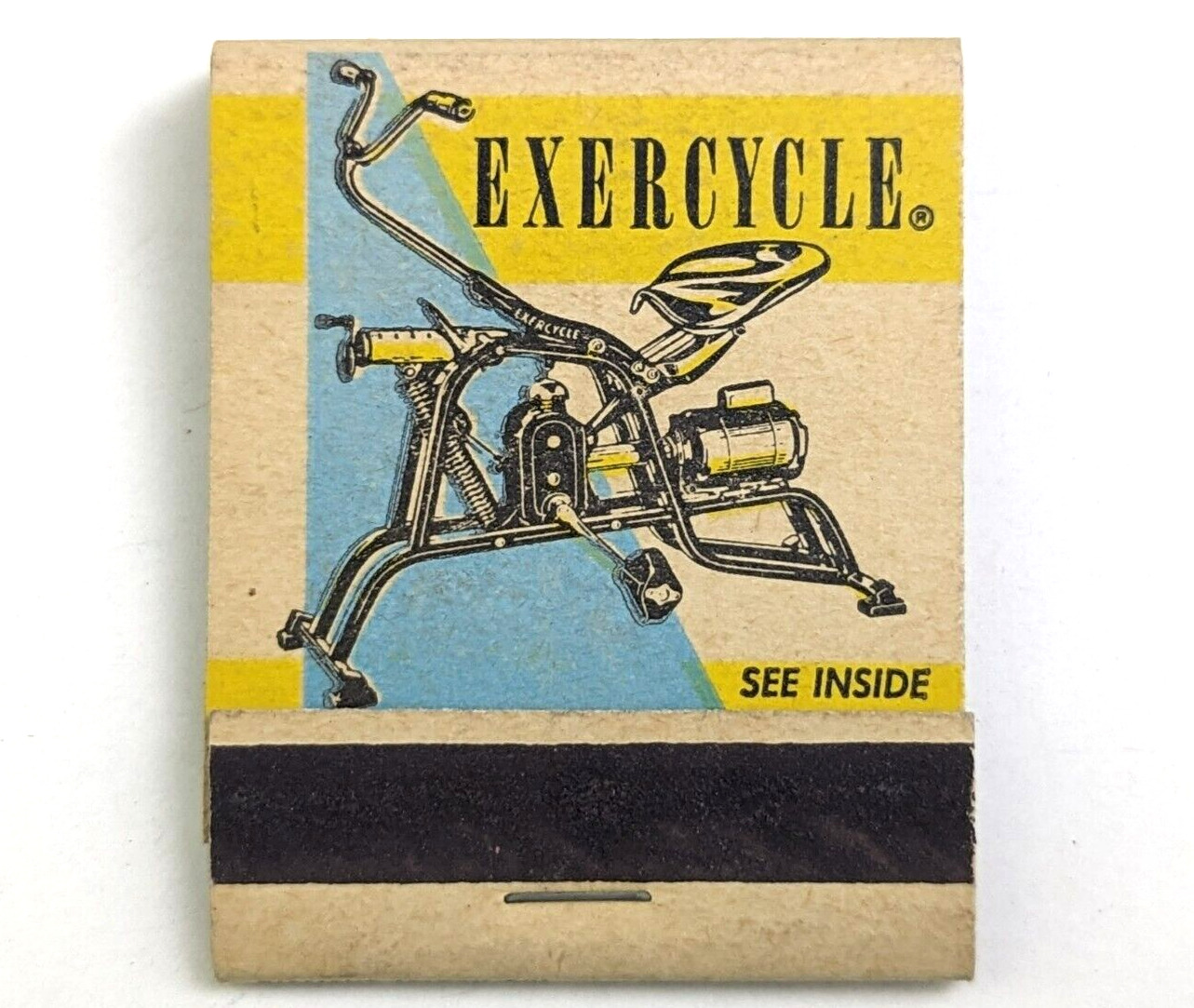 Vtg Matchbook Ad Exercycle Exercise Bike Machine NYC Headquarters UNSTRUCK FULL