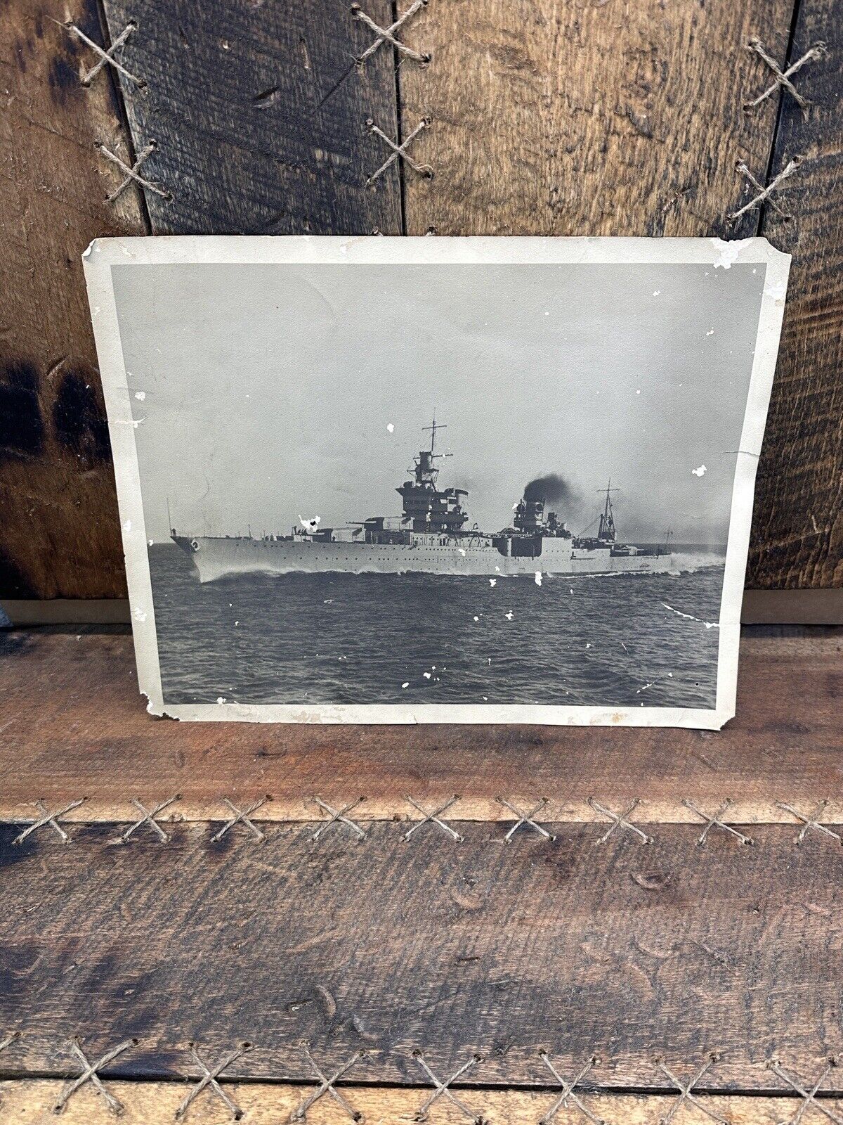 Original vintage WWII black white USS Indianapolis photo US Navy Shark Attack