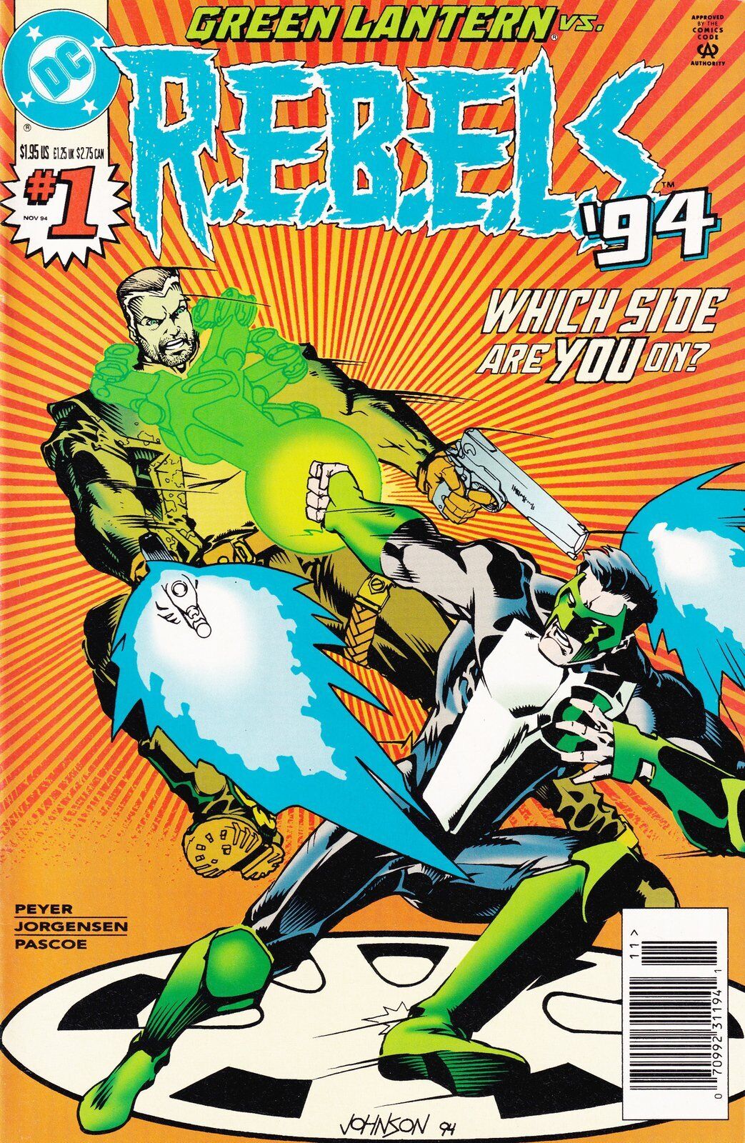 R.E.B.E.L.S. '94 #1 Newsstand Cover (1994) DC Comics