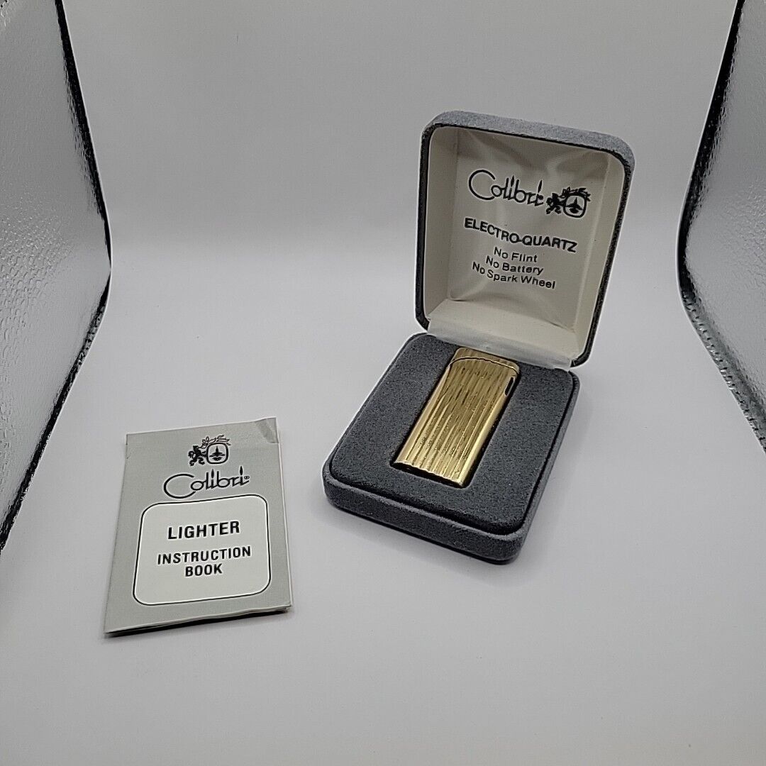 Vintage COLIBRI Gold Tone Slim Cigarette Lighter Electro-Quartz No Flint 