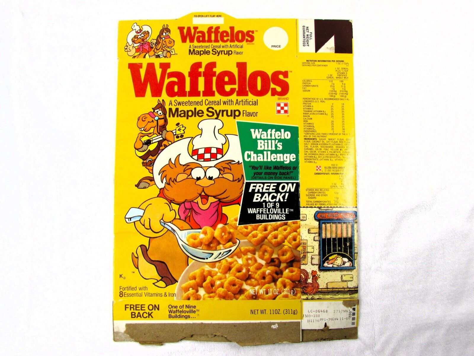 Original 1979 Ralston Maple Syrup Waffelos Cereal Box – Rare, Not A Reproduction