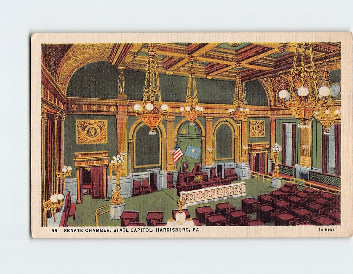 Postcard Senate Chamber State Capitol Harrisburg Pennsylvania USA