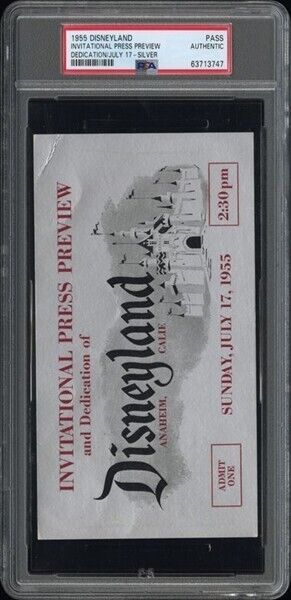 1955 DISNEYLAND FULL FIRST TICKET JULY 17-SILVER 2:30 / 1st ENTRY