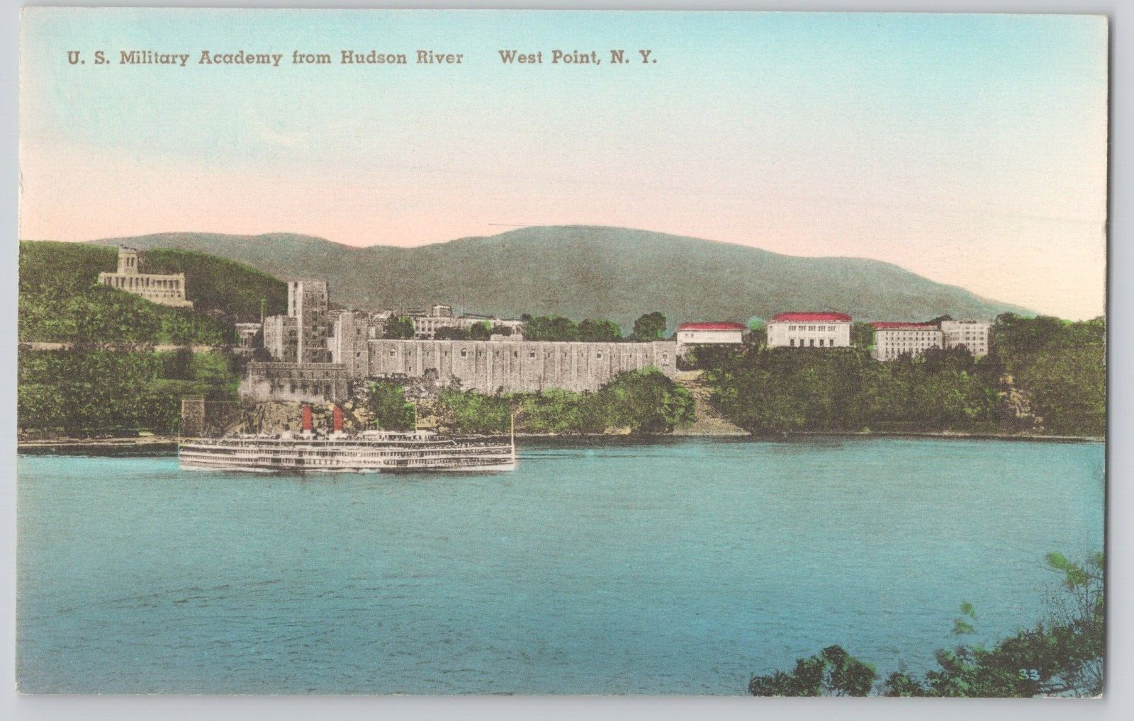 Postcard U.S. Military Academy From Hudson River  West Point New york